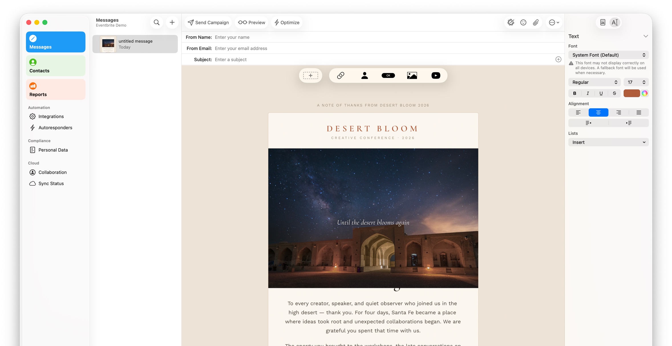 Thank you email to event attendees