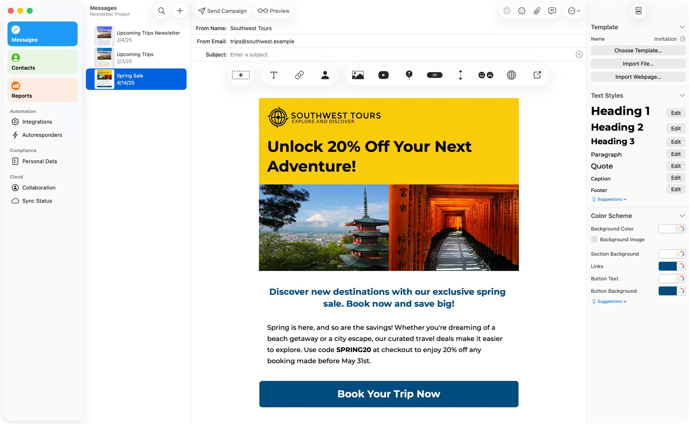 Direct Mail for Mac email design screenshot