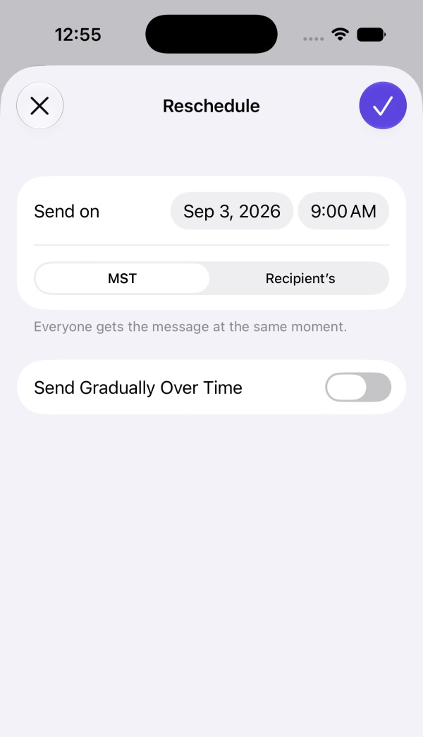 Rescheduling a campaign in Direct Mail for iOS