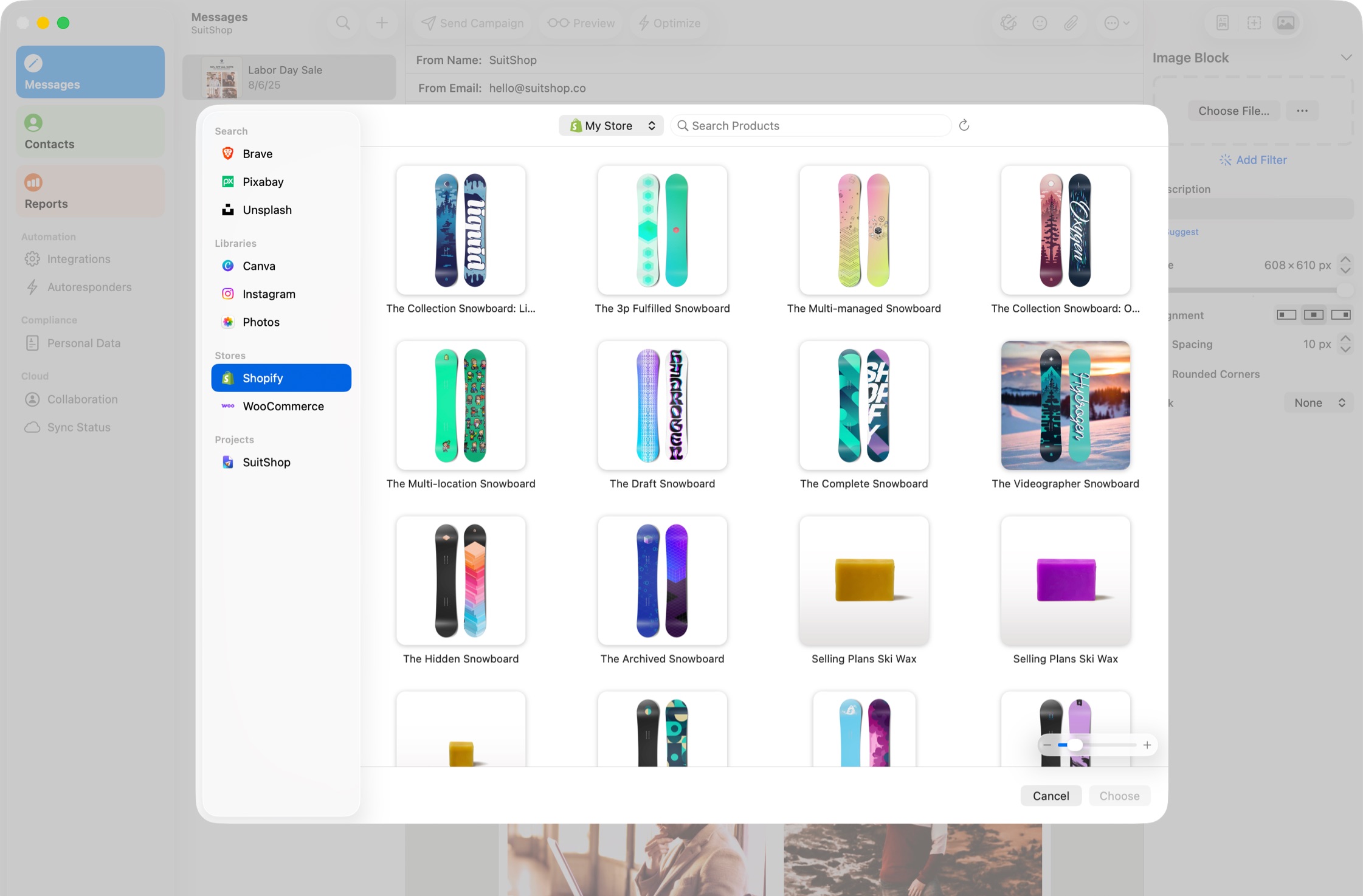Browse Shopify product images from Direct Mail