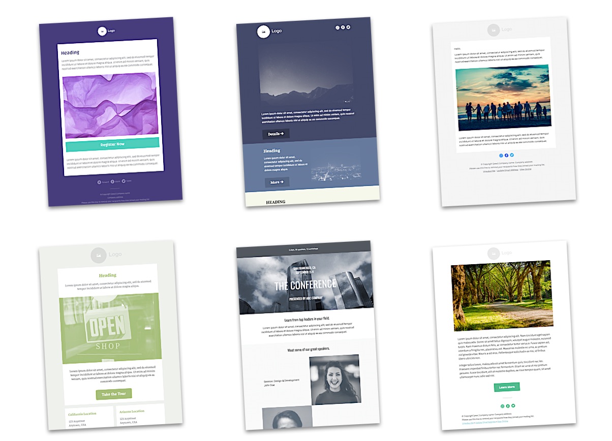 A variety of Direct Mail templates